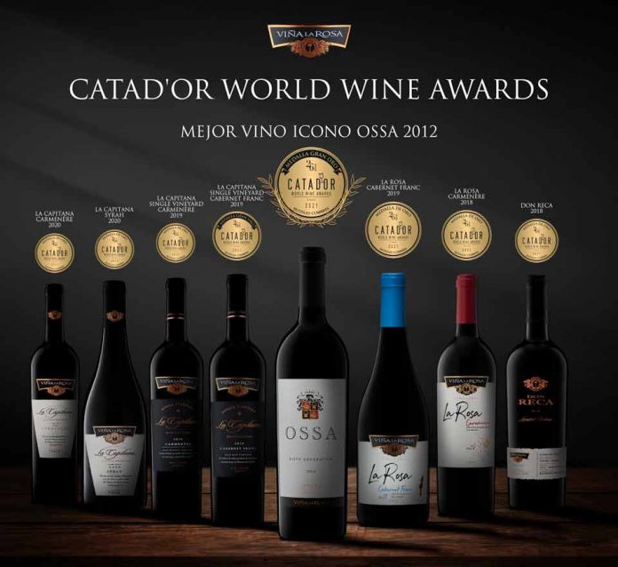 El vino ícono de Viña La Rosa, OSSA 2012, destacó en el Catad’Or World Wine Awards 2021 en su versión nº26, ganando una medalla Gran Oro y el premio al Mejor Vino Ícono