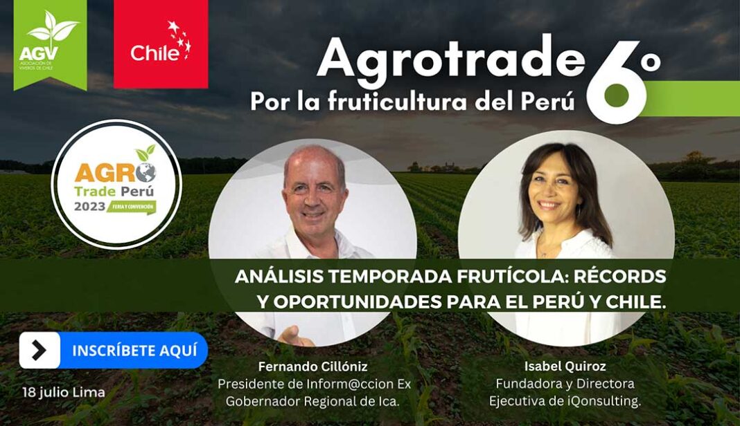 Imperdible Agrotrade Perú: Isabel Quiroz y Fernando Cillóniz analizaran los Récords y Oportunidades de la Temporada Frutícola del Perú y Chile. 