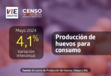 Producción de huevos de consumo presentó un incremento interanual de 4,1% en mayo de 2024