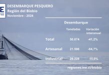 Desembarque pesquero de la Región del Biobío totalizó 50.874 toneladas en noviembre de 2024