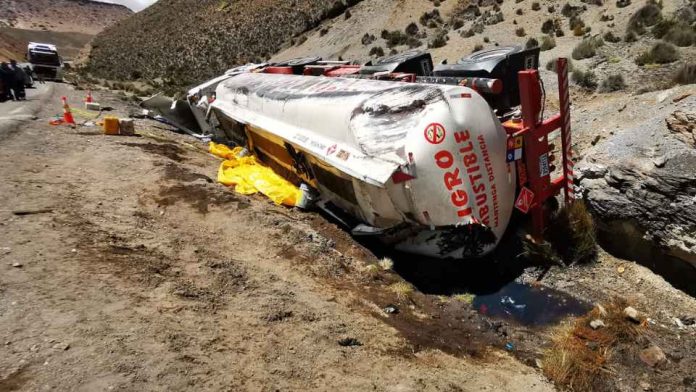 Camión Boliviano derramó 10 mil litros de petróleo al interior del Parque Nacional Lauca