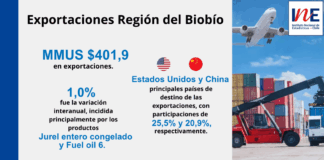 Exportaciones de la Región del Biobío aumentaron 1,0% interanualmente