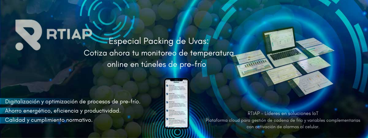 Packing de Uvas, monitoreo de temperatura, túneles de pre-frío,  RTIAP
